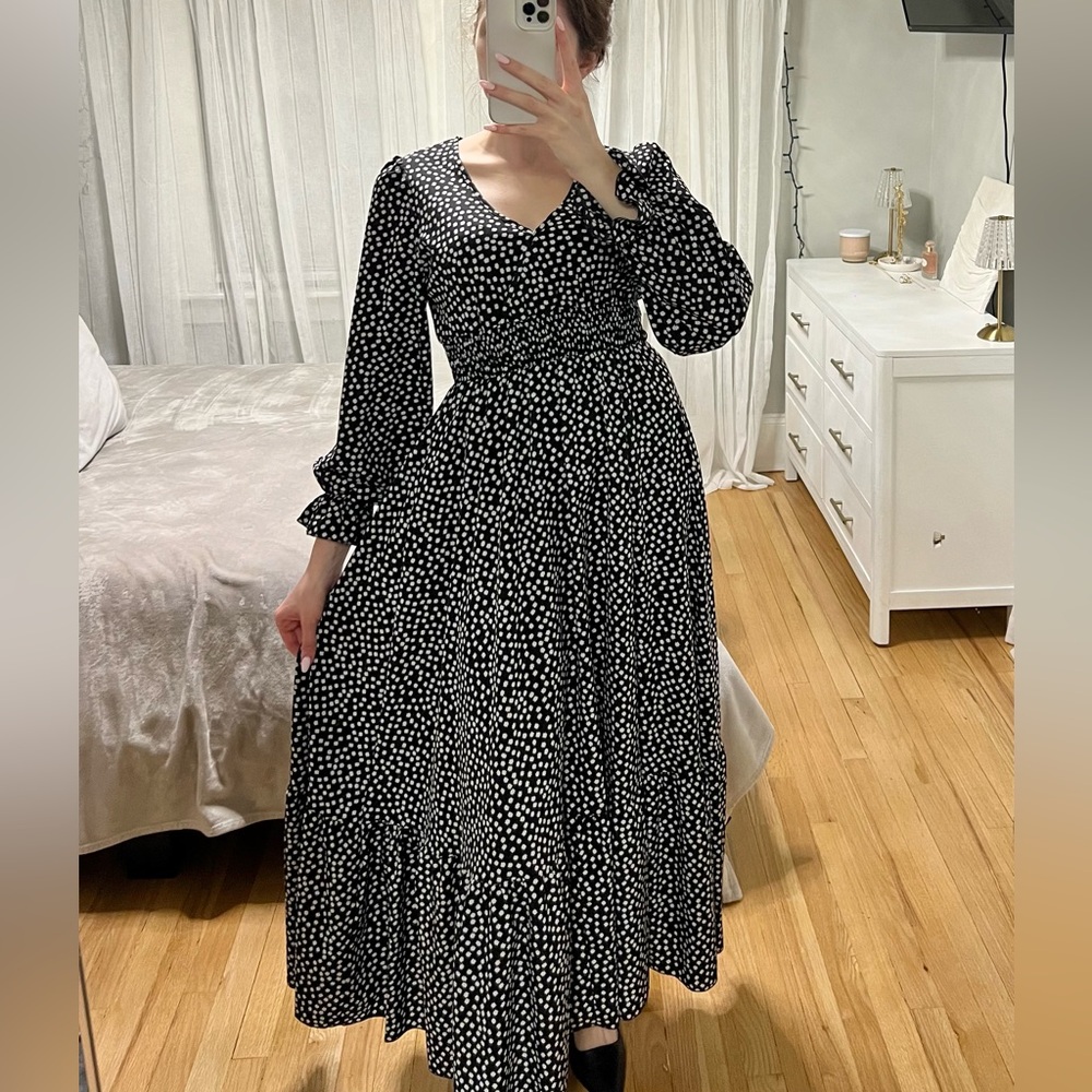 Floral Print Long Sleeve Maxi Dress